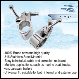 2Pack Stainless Steel 316 Marine Jaw Slide Hinged, Bimini Top Fitting Awning Hardware Fitting Rowing Boat Hardware (with Quick Release Pin & Cam Clamp Style, Diameter:1 Inch 25mm)