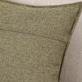 Madizz Set of 2 Linen Cushion Covers, Soft Decorative Cushion Covers for Sofa, Bedroom, Moss Green, 45 x 45 cm, Square