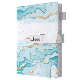 Dzhzal Diary with Lock for Girls Boys and Women Lockable Leather Journal with Combination Lock Refillable Lined Paper Locking Diaries A5