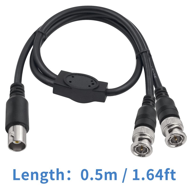Poyiccot BNC Splitter Adapter Cable 1.5ft, Dual BNC Male to