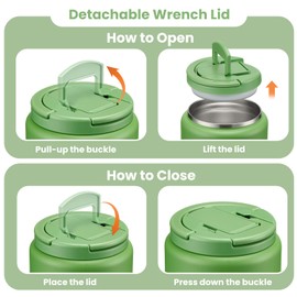 Itslife Thermal Food Container, 760 ml, Stainless Steel Warming Container Food with Spoon, Thermal Lunch Box, Leak-Proof for Hot and Cold, Food Container for Picnics, Schools and Offices, Green