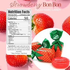 SweetGourmet Arcor Strawberry Bon Bons Hard Candy Wrapped, Fruit-Filled Premium Candies, 5 Pound Bag