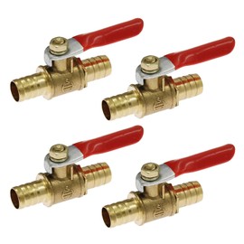 Bonsicoky 4Pcs Brass Water Ball Valve 3/8" Hose ID Hose Barb Shut Off Valve Pipe Connector Switch Thread for Air, Water Tubing