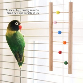 Parrot Ladder, Wooden 6 Ladder Climbing Toy Hanging Swing for Birds Parakeet Cockatiel African Grey Cockatoo Lovebird Finch(Beads)