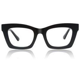 JiSoo Oversized Cat Eye Reading Glasses 1.5 Women/Ladies, Stylish Cateye Readers TR90 Frame, Black