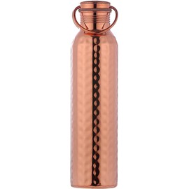 HealthGoodsAU - Pure Copper Hammered Water Bottle with Carrying Handle 1000 ML | Joint-Free Leakproof Water Bottle for Ayurvedic Benefits