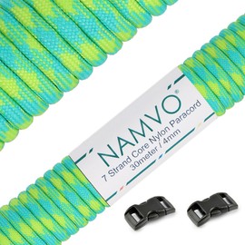 Namvo Paracord 4mm,100ft (31m), Paracord 550 7 Core Strand, Tear-resistant, 100% Nylon Cord, Versatile Type III Mil-Spec Paracord, Holds up to 250kg, Ideal for Outdoor Survival Camping, Green Plaid