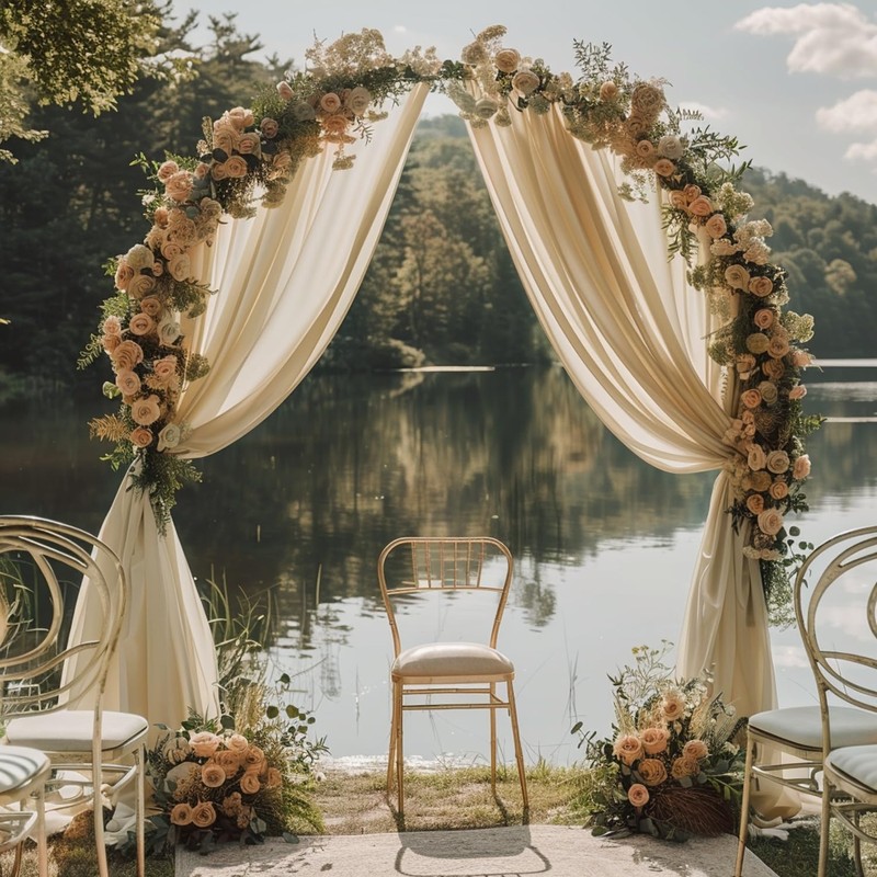 Wokceer Wedding Arch Draping Fabric 28.7" x 20FT Champagne Drapes