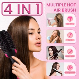 4-in-1 Hair Dryer Brush - Brush Blow Dryer Hot Air Styler for Frizz-Free Blowouts, Salon Volumizer & Straightener with ALCI Safety Plug, 3 Heat Settings