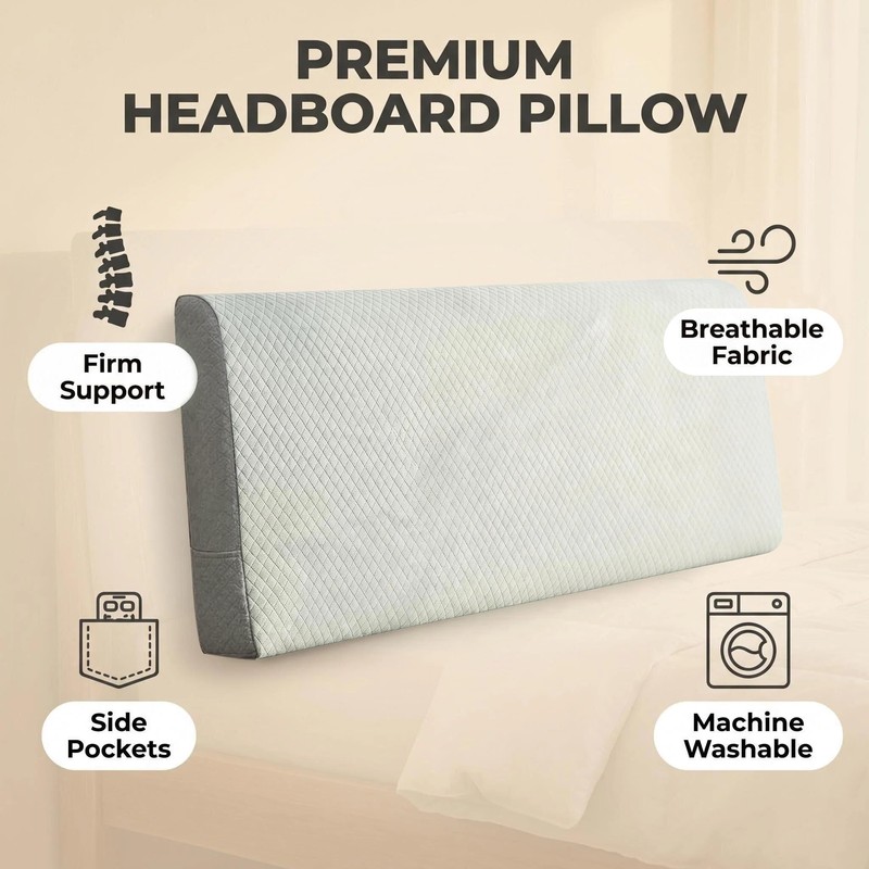 Kamellia No-Tools Headboard Pillow King Size – Instant Back Support