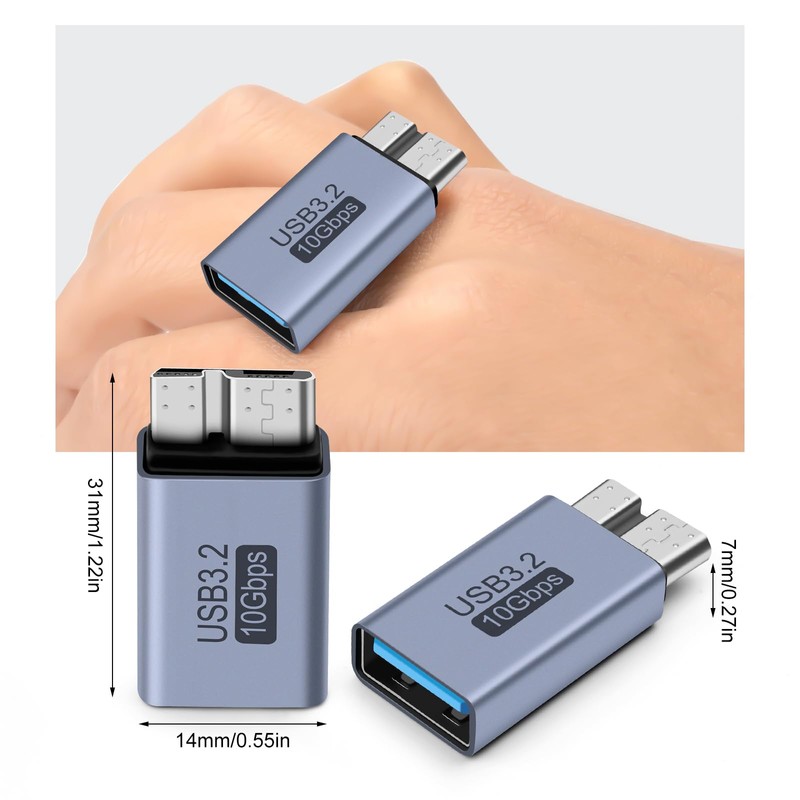 Seminer Micro B Male to USB Female Adapter(2 Pack), Micro