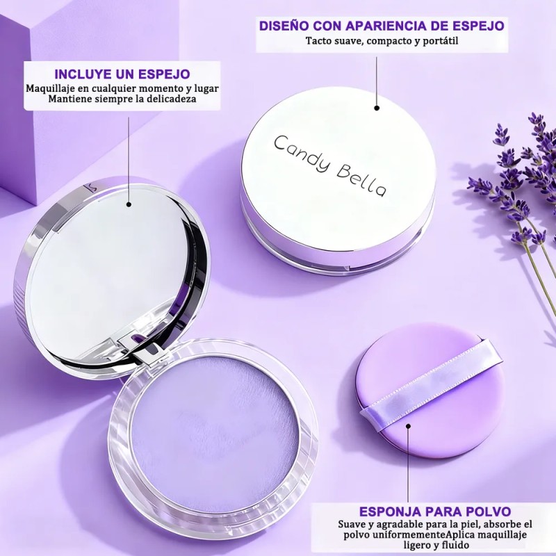 Base Maquillaje Polvo Compacto Matte Con Espejo Lavanda Lavanda
