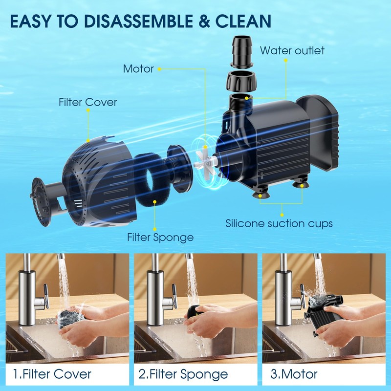NFESOLAR 880GPH Submersible Pump, 60W Ultra Quiet Submersible Water Pump