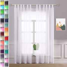 Megachest sheer Voile Tab Top Curtain(Pure White, 56" wideX118 drop(W142cmXH300cm))