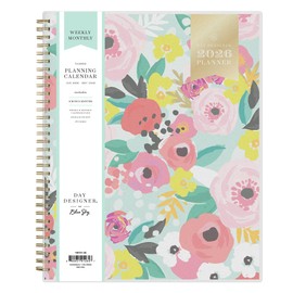 Blue Sky Day Designer 2026 Weekly and Monthly Planner Calendar, January 2026 - December 2026, 8.5" x 11", Flexible Cover, Durable Twin Wire Binding, Storage Pocket, Stickers, Secret Garden Mint