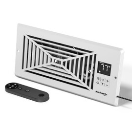 TURBRO Register Booster Fan, Fits 4” x 10” Register Holes, Enhances HVAC Airflow, 4-way Vent Grille, 10-speed Fan, Intelligent LCD Controller, Thermal Probe, Thermostat Control, Remote Control, White