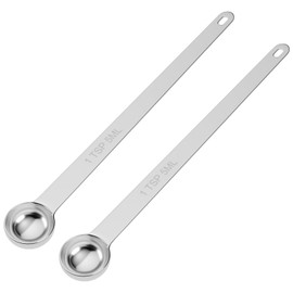 LEIFENY 2PCS 1Tsp(1/3tbsp, 5ml) Extra Long Handle Measuring Spoon, Single Stainless Steel Individual Measure Scoop Only