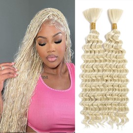 Deep Wave Bulk hair for Braid 150g No Weft Deep Wave Bulk hair for Braiding Micro Faux Braiding Hair for Boho Braids Wet and Wave (18Inch, Curly,#613)