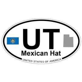 US Decal, Inc. Mexican Hat, Utah Oval Sticker with State Flag