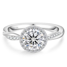 KRKC Moissanite Rings for Women,1CT Engagement Rings Promise Rings D Color VVS1 Lab Created Diamond Wedding Band 925 Sterling Silver with 14K White Gold Plated,Diamond Rings,Gifts for Women Size 6