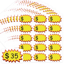 375 Pcs Garage Sale Stickers,Yard Sale Price Stickers（3.5" x 2.25"），Large Price Tag Sticker for Yard Sale,Garage Sale,Moving Sale, Removable Price Tags Sticker (Yellow, 3.5" x 2.25"/375Pcs)