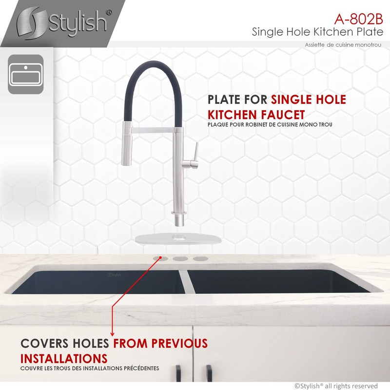 STYLISH Kitchen Sink Faucet Hole Cover Deck Plate Escutcheon A-802B