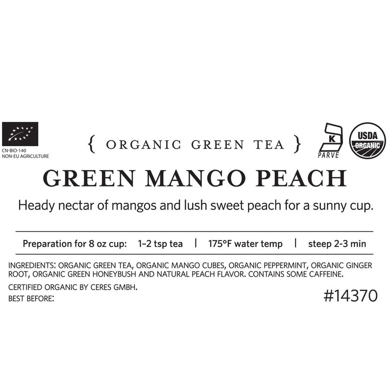 Tea Forte Green Mango Peach Premium Organic Loose Leaf Caffeinated
