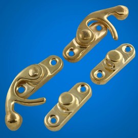 12 PCS XIAOBUU Horn Clasp Hook Vintage Buckle Hook Latch Hook Hasp with Screws for Wood Jewelry Box Decoration (Gold)