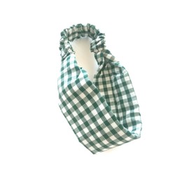 Gingham Headband. Child Sized. Suit Child Age 4 To 10 Years. Infant to Junior School Age. Soft Padded. Bottle Green