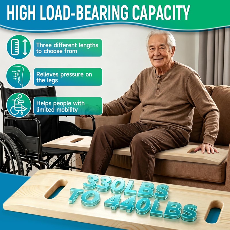 Wooden Transfer Board,28.7"Sliding Board Transfer to Wheelchair Senior