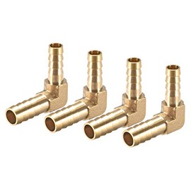 sourcing map Hose Adaptor 90 Degrees 10 mm to 8 mm Barb Brass for Angle Pipe Connectors Pack of 4