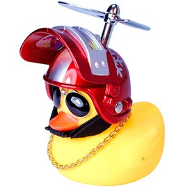 wonuu Rubber Duck Car Ornaments Yellow Duck Car Dashboard Decorations with Propeller Helmet