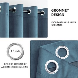 MIULEE Velvet Curtains Dark Slate Elegant Grommet Curtains Thermal Insulated Soundproof Room Darkening Blue Curtains/Drapes for Classical Living Room/Bedroom 52 x 84 Inch Set of 2