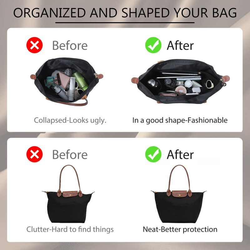 Nylon Purse Organizer Insert for Longchamp Le Pliage Tote Large,