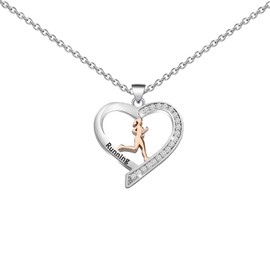 FUSTMW Running Charm Necklace Bracelet Runner Gifts Running Jewelry Running Lovers Gifts Marathon Gifts for Women, Copper, Cubic Zirconia