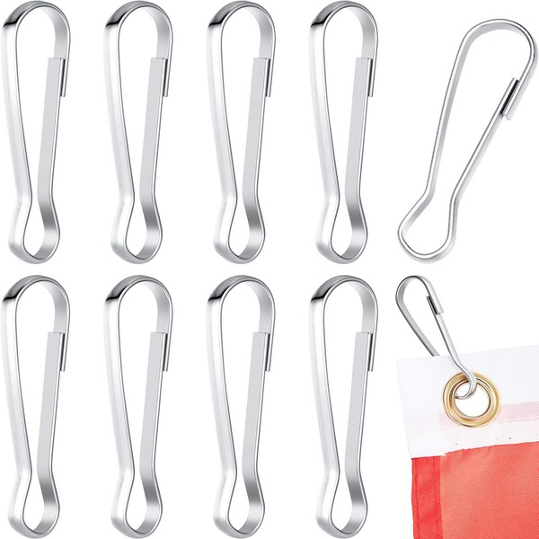 Outus Flag Pole Clip Hooks Stainless Steel Flagpole Accessories for Grommeted Flag, Key Chain, Socks, Clothesline, 50 mm (24)
