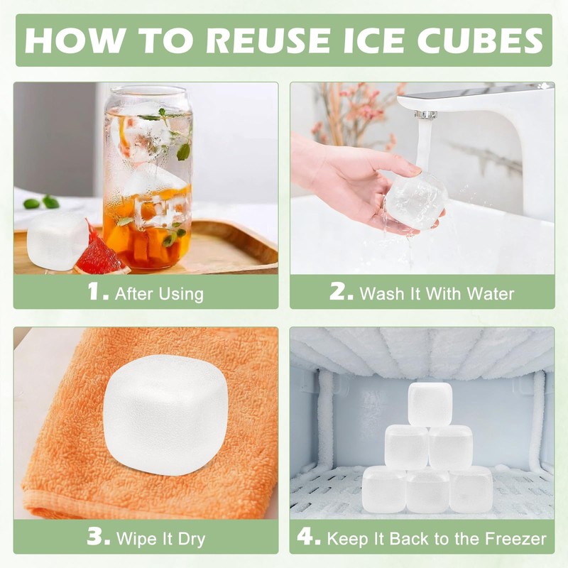 Extra Large Reusable Ice Cubes for Drinks(2” Sq.) - 6