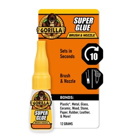 Gorilla Super Glue with Brush & Nozzle Applicator, Clear Glue, 12 Gram (Pack of 1) - All Purpose and Fast Setting for Projects and Repairs