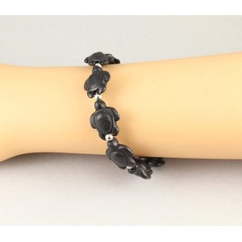 Turtle bracelet Black turtle charm bead pendants tortoise surfer black silver R-1345