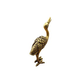 DMtse Chinese Gold Feng Shui Brass Crane Crane Bird Decor Statue Figurines Sculpture Animal Collectibles