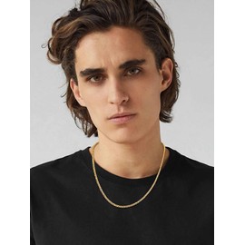 U7 Classic Wheat Chain for Women Men Stainless Steel / 18 Carat Gold-Plated Link Chain Hip-Hop Chain 3/6/9 mm Wide Spiga Chain Necklace for Men Boys in 46/51/55/61/66/71/76 cm, Brass