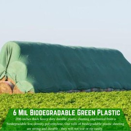 Farm Plastic Supply - Biodegradable Green Plastic Sheeting - 6 mil - Green Plastic Tarp, Biodegradable Plastic Sheeting, Construction Plastic, Agricultural Plastic, Heavy Duty Plastic (10' x 100')