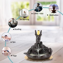 Drache Räucherstäbchen Halter, Keramik Räucherstäbchenhalter mit 20PCs Rückfluss Räucherkegel, Rückfluss Räuchergefäß Räucherstäbchen Rückfluss