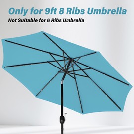 Simple Deluxe 9' Patio Umbrella Replacement Canopy for 8 Ribs, Table Market Yard Umbrella Replacement Top Cover (Canopy Only), Turquoise