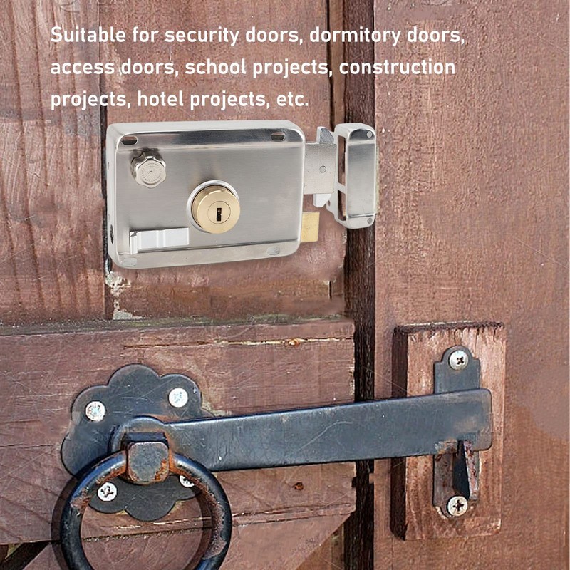 Exterior Mechanical Anti-Theft Lock, Silver Stainless Steel Exterior Gate Lock,