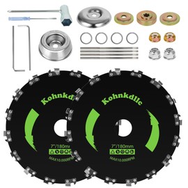 Kohnkdllc 2 Pack 7 inch x 16T Carbon Steel Round Chainsaw Tooth Brush Blades with Adapter Kit & 4 Round File fit for Stihl Trimmer Brush Cutter Weed Eater