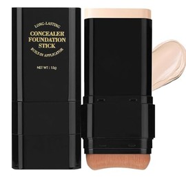 Base de Maquillaje en Barra Hidratante y Ligera 2 en 1, Foundation Stick with Built-In Brush, Acabado Mate, Cubrir Manchas, Larga duración, Resistente