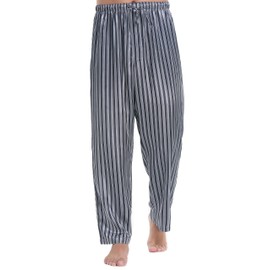 Mens Satin Pajama Pants, Long Pajama Bottoms with Drawstring