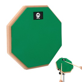 Yesaler Drum Practice Pad 8 Inch Drum Pad Rubber Dumb Drum Practice Pad with Wooden Base for Drummers Beginners Green