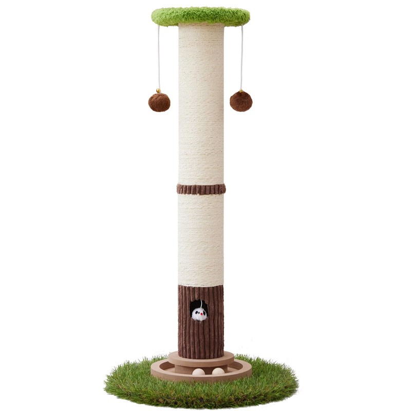 Woochpet 34inches Tall Cat Scratching Post with Cat Ball Track